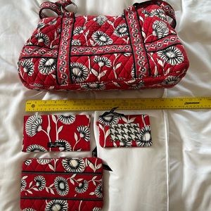 Vera Bradley Deco Daisy daisy 4 piece lot - purse, wallet,checkbook cover,change